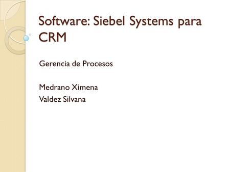 Software: Siebel Systems para CRM