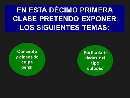 EN ESTA DÉCIMO PRIMERA CLASE PRETENDO EXPONER LOS SIGUIENTES TEMAS: