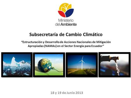 Subsecretaría de Cambio Climático “Estructuración y Desarrollo de Acciones Nacionales de Mitigación Apropiadas (NAMAs) en el Sector Energía para Ecuador”