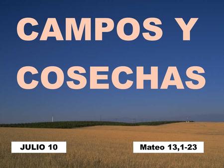 CAMPOS Y COSECHAS JULIO 10 Mateo 13,1-23.