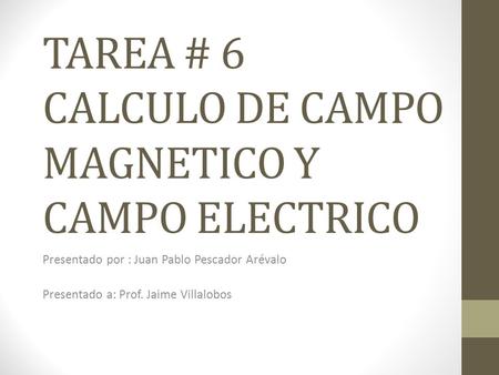 TAREA # 6 CALCULO DE CAMPO MAGNETICO Y CAMPO ELECTRICO