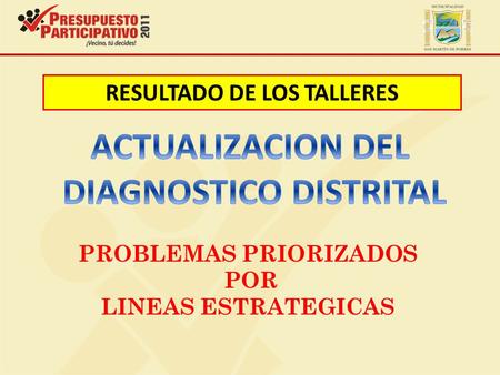 RESULTADO DE LOS TALLERES PROBLEMAS PRIORIZADOS POR LINEAS ESTRATEGICAS.