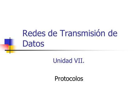 Redes de Transmisión de Datos