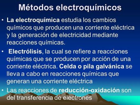 Métodos electroquímicos