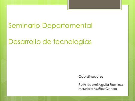 Seminario Departamental Desarrollo de tecnologías Coordinadores Ruth Noemí Aguila Ramírez Mauricio Muñoz Ochoa.