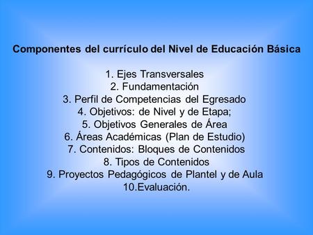 Componentes del currículo del Nivel de Educación Básica