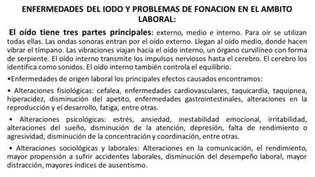 ENFERMEDADES DEL IODO Y PROBLEMAS DE FONACION EN EL AMBITO LABORAL: