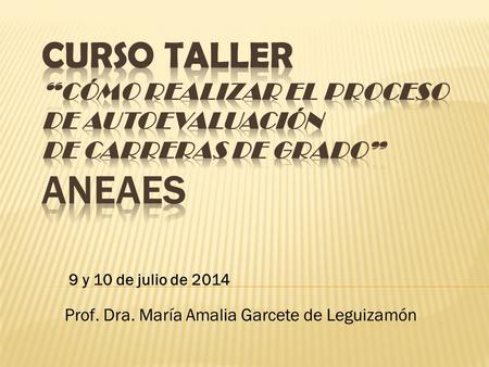 9 y 10 de julio de 2014 Prof. Dra. María Amalia Garcete de Leguizamón.