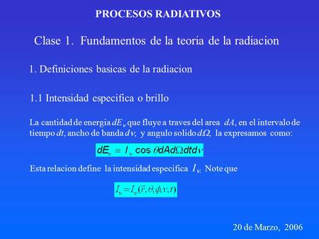 Clase 1. Fundamentos de la teoria de la radiacion