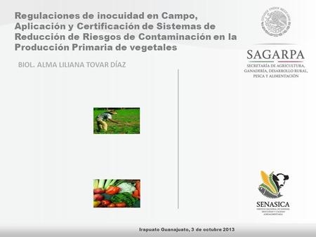 Regulaciones de inocuidad en Campo, Aplicación y Certificación de Sistemas de Reducción de Riesgos de Contaminación en la Producción Primaria de vegetales.