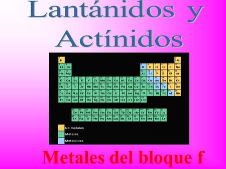 Lantánidos y Actínidos Metales del bloque f.