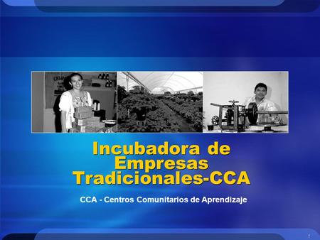 1 Incubadora de Empresas Tradicionales-CCA CCA - Centros Comunitarios de Aprendizaje.