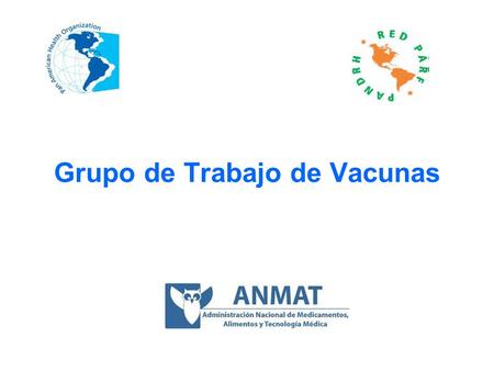 Grupo de Trabajo de Vacunas. ANTECEDENTES Marzo 2005: Se crea el Grupo de Trabajo en la IV Conferencia de la Red Panamericana de la Armonización de la.