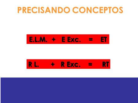 E.L.M. + E Exc. = ET R L. + R Exc. = RT PRECISANDO CONCEPTOS.