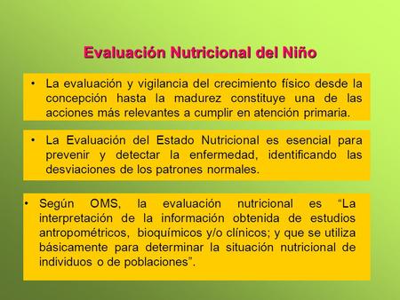 Evaluación Nutricional del Niño