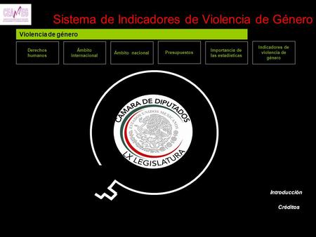 1 Introducción Créditos Indicadores de violencia de género Ámbito nacional Ámbito internacional Importancia de las estadísticas Derechos humanos Sistema.