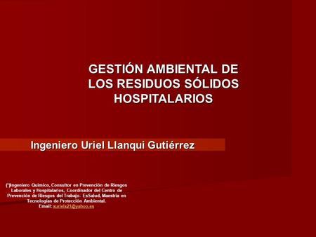 GESTIÓN AMBIENTAL DE LOS RESIDUOS SÓLIDOS HOSPITALARIOS