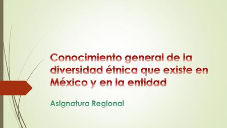 Conocimiento general de la diversidad étnica que existe en México y en la entidad Asignatura Regional.