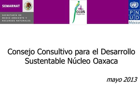 Consejo Consultivo para el Desarrollo Sustentable Núcleo Oaxaca Consejo Consultivo para el Desarrollo Sustentable Núcleo Oaxaca mayo 2013.
