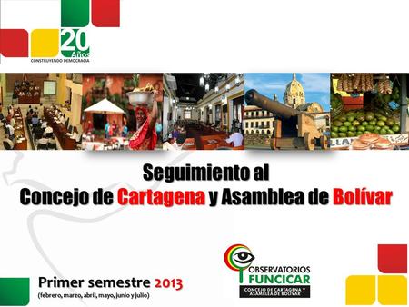 Primer semestre 2013 (febrero, marzo, abril, mayo, junio y julio) Seguimiento al Concejo de Cartagena y Asamblea de Bolívar.