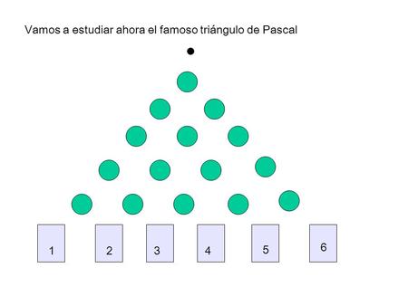 Vamos a estudiar ahora el famoso triángulo de Pascal