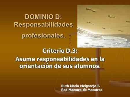 DOMINIO D: Responsabilidades profesionales.