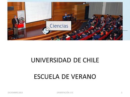 UNIVERSIDAD DE CHILE ESCUELA DE VERANO DICIEMBRE 2013 ORIENTACIÓN CIC.