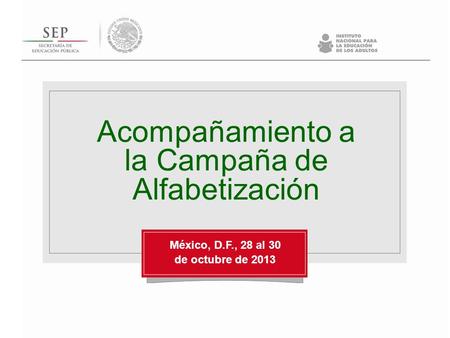 Acompañamiento a la Campaña de Alfabetización México, D.F., 28 al 30 de octubre de 2013.