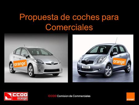 Propuesta de coches para Comerciales CCOO Comision de Commerciales.