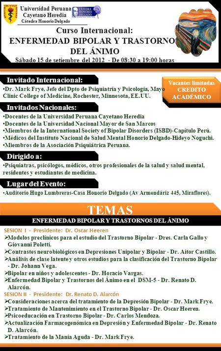 TEMAS Curso Internacional: ENFERMEDAD BIPOLAR Y TRASTORNOS DEL ÁNIMO
