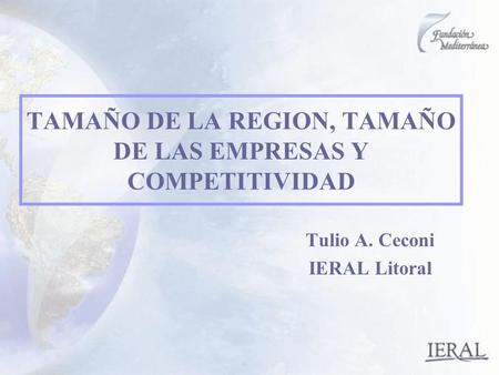 TAMAÑO DE LA REGION, TAMAÑO DE LAS EMPRESAS Y COMPETITIVIDAD Tulio A. Ceconi IERAL Litoral.