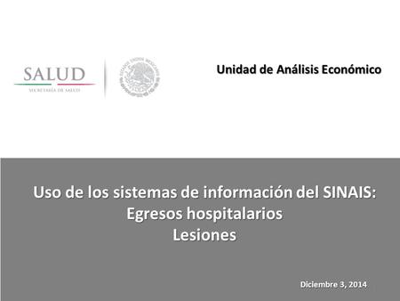 Uso de los sistemas de información del SINAIS: Egresos hospitalarios Lesiones 1 Unidad de Análisis Económico Diciembre 3, 2014.