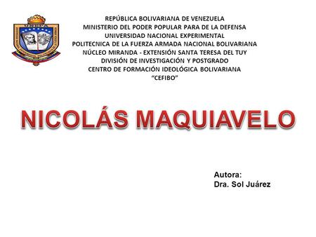 REPÚBLICA BOLIVARIANA DE VENEZUELA MINISTERIO DEL PODER POPULAR PARA DE LA DEFENSA UNIVERSIDAD NACIONAL EXPERIMENTAL POLITECNICA DE LA FUERZA ARMADA NACIONAL.