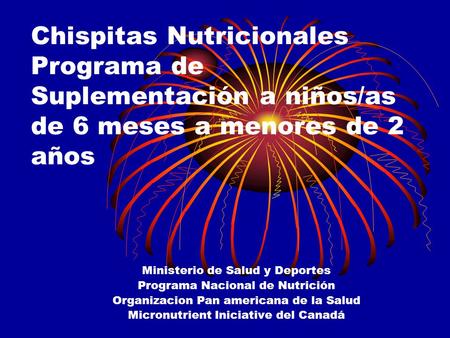 Ministerio de Salud y Deportes Programa Nacional de Nutrición