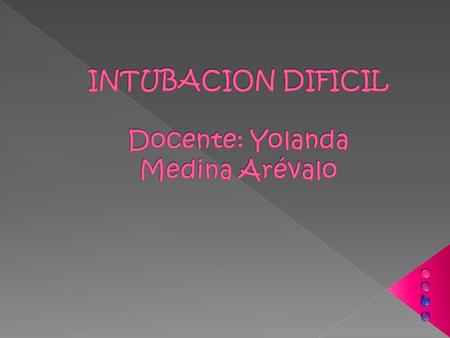 INTUBACION DIFICIL Docente: Yolanda Medina Arévalo