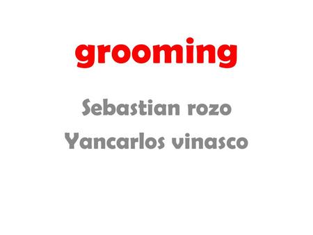 Grooming Sebastian rozo Yancarlos vinasco. Grooming El grooming de niños por Internet es un nuevo tipo de problema relativo a la seguridad de los menores.