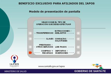 BENEFICIO EXCLUSIVO PARA AFILIADOS DEL IAPOS Modelo de presentación de pantalla.