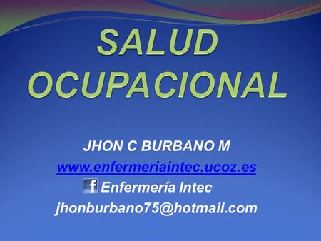 SALUD OCUPACIONAL JHON C BURBANO M