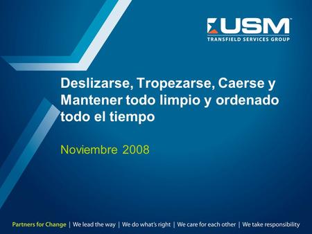 Deslizarse, Tropezarse, Caerse y Mantener todo limpio y ordenado todo el tiempo Noviembre 2008.