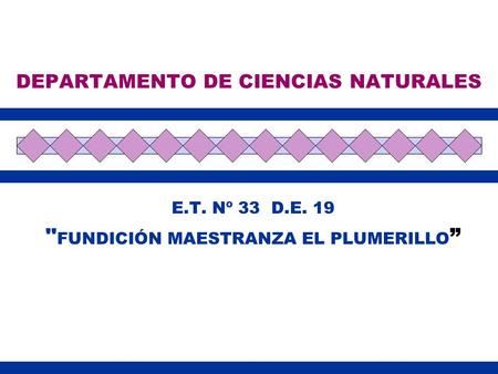 DEPARTAMENTO DE CIENCIAS NATURALES E.T. Nº 33 D.E. 19  FUNDICIÓN MAESTRANZA EL PLUMERILLO ”