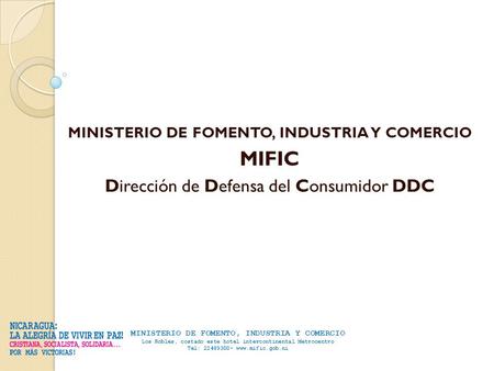 MIFIC Dirección de Defensa del Consumidor DDC