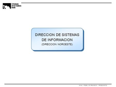 MANUAL INTEGRAL DE ORGANIZACION Y PROCEDIMIENTOS DIRECCION DE SISTEMAS DE INFORMACION (DIRECCION NOROESTE) DIRECCION DE SISTEMAS DE INFORMACION (DIRECCION.