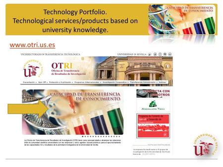 Technology Portfolio. Technological services/products based on university knowledge. www.otri.us.es.