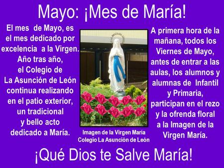 Imagen de la Virgen María Colegio La Asunción de León