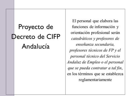 Proyecto de Decreto de CIFP Andalucía