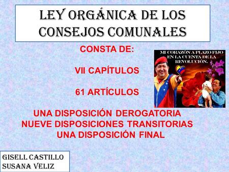 LEY ORGÁNICA DE LOS CONSEJOS COMUNALES