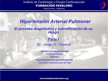 El proceso diagnóstico y estratificación de su riesgo Parte I Dr. Jorge O. Cáneva Jefe Sección Neumonología Fundación Favaloro Director Departamento Circulación.