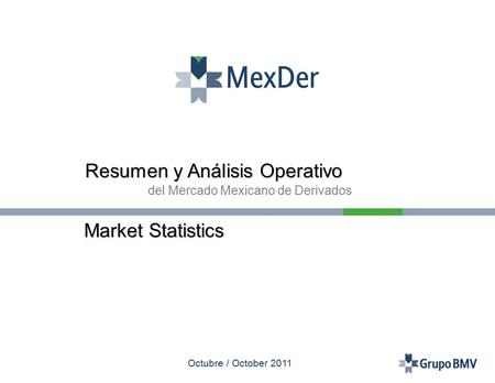 Octubre / October 2011 Resumen y Análisis Operativo del Mercado Mexicano de Derivados Market Statistics.