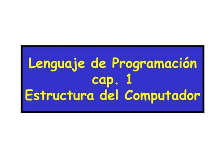 Lenguaje de Programación cap. 1 Estructura del Computador.