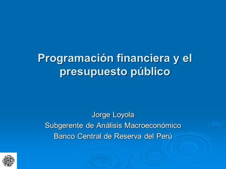 Programación financiera y el presupuesto público